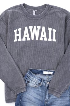 Cheap 👏 Pink Lily State Corded Graphic Charcoal Sweatshirt 🧨 -Tees Shop Hawaii Charcoal 650x