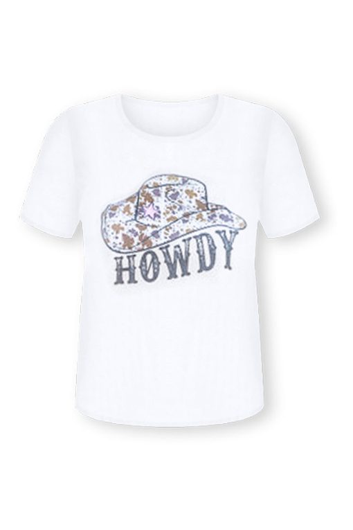 Best deal 💯 Pink Lily Howdy Cowboy Hat Cream Graphic Tee 🤩 -Tees Shop