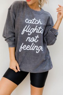 Best reviews of 🤩 Pink Lily Catch Flights Not Feelings Charcoal Corded Graphic Sweatshirt 🎁 -Tees Shop I173786 catchflightscharcoal 180530 slowyourpace stareatsunets dahlia 2 650x