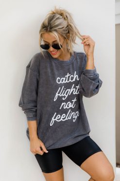 Best reviews of 🤩 Pink Lily Catch Flights Not Feelings Charcoal Corded Graphic Sweatshirt 🎁 -Tees Shop I173786 catchflightscharcoal 180530 slowyourpace stareatsunets dahlia 6 650x