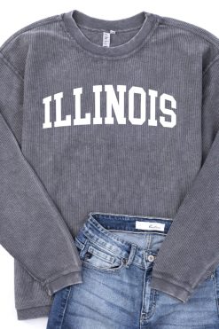 Cheap 👏 Pink Lily State Corded Graphic Charcoal Sweatshirt 🧨 -Tees Shop Illinois Charcoal 650x