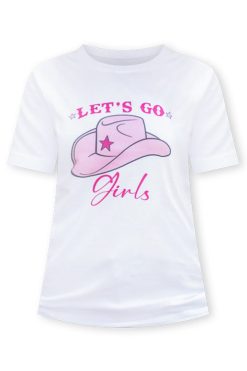 Cheapest 🔥 Pink Lily Lets Go 👧 Girls White Graphic Tee ✔️ -Tees Shop LetsGoGirlsWhiteGraphicTee 650x