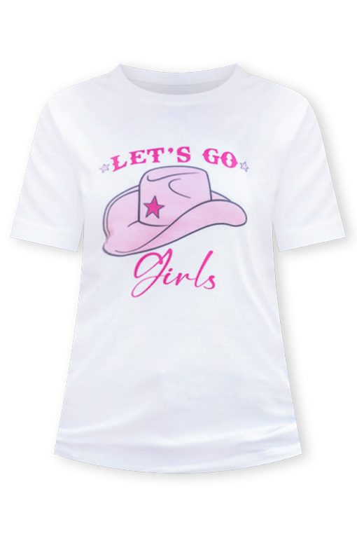 Cheapest 🔥 Pink Lily Lets Go 👧 Girls White Graphic Tee ✔️ -Tees Shop