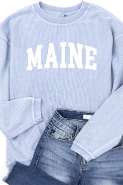 Best reviews of 🥰 Pink Lily State Corded Graphic Faded Denim Sweatshirt ⌛ -Tees Shop Maine Blue 650x