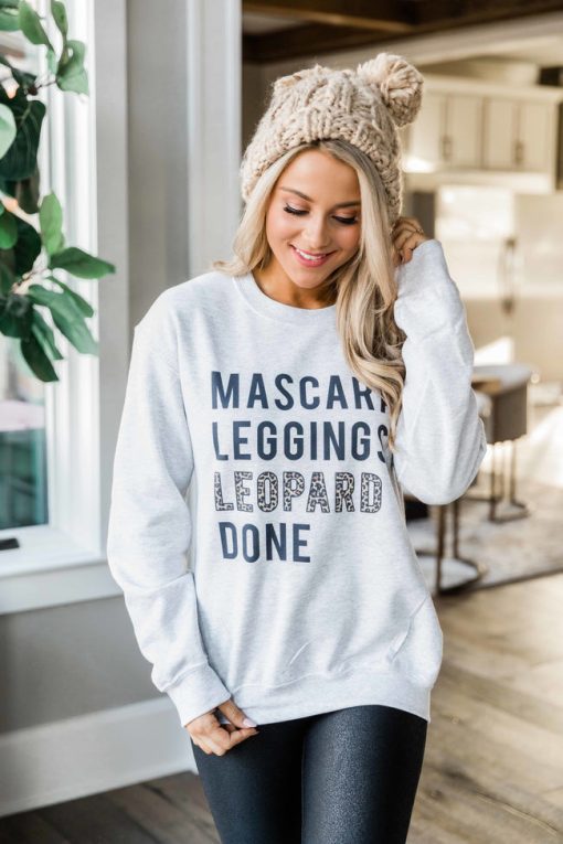 New 👏 Pink Lily Mascara Leggings Leopard Done Ash Graphic Sweatshirt 😉 -Tees Shop