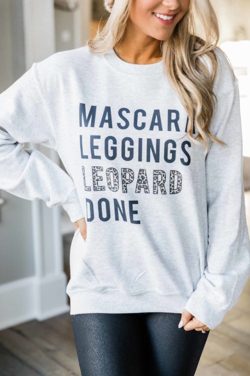 New 👏 Pink Lily Mascara Leggings Leopard Done Ash Graphic Sweatshirt 😉 -Tees Shop