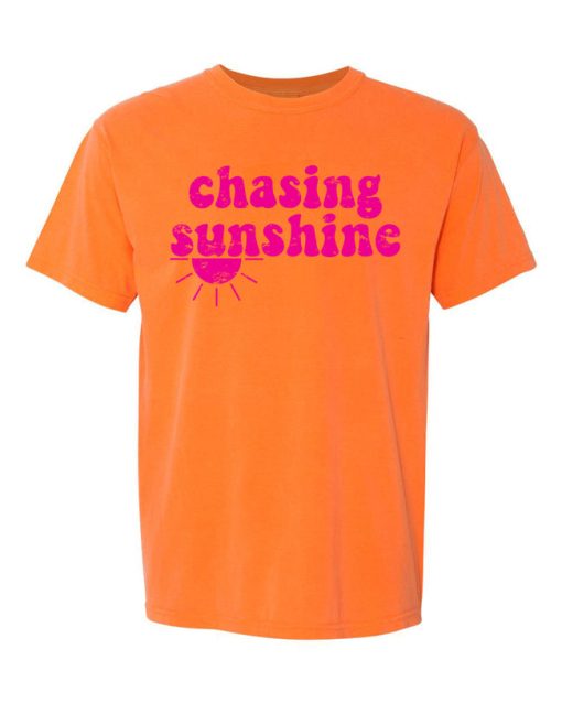 Best Sale 🧨 Pink Lily Chasing Sunshine Burnt Orange Graphic Tee ⭐ -Tees Shop MicrosoftTeams