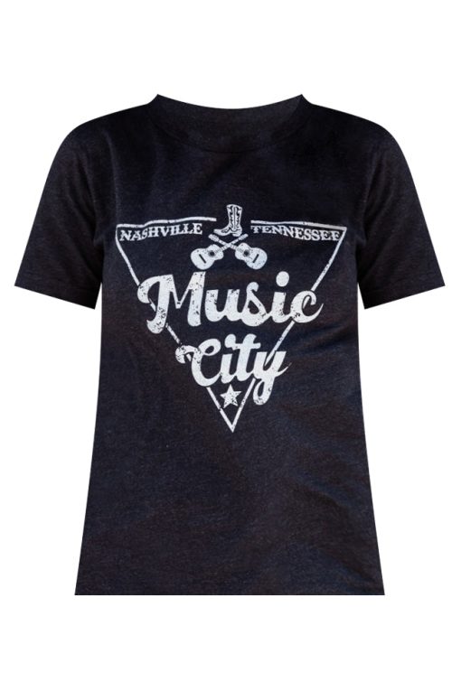 New 🔥 Pink Lily Music City Black Graphic Tee 👏 -Tees Shop