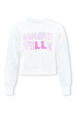 Outlet 😉 Pink Lily Nashville 🥾 Boots White Cropped Corded Graphic Sweatshirt 🎁 -Tees Shop NashvilleBootsWhiteCroppedCordedGraphicSweatshirt 650x