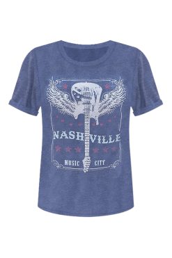 New 🥰 Pink Lily Nashville Music City Midnight Navy Graphic Tee ⌛ -Tees Shop NashvilleMusicCityMidnightNavyGraphicTee 650x