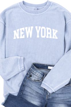 Best reviews of 🥰 Pink Lily State Corded Graphic Faded Denim Sweatshirt ⌛ -Tees Shop NewYork Blue 650x