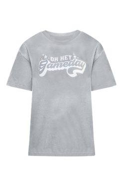 Deals 🎁 Pink Lily Oh Hey Game Day Grey Graphic Tee 🔥 -Tees Shop OhHeyGameDayGreyGraphicTee 650x