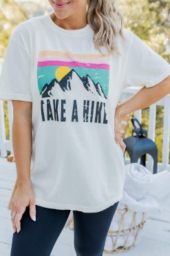 Discount ⭐ Pink Lily Take A Hike Ivory Graphic Tee ✨ -Tees Shop T184734 takeahikegraphic 183084 traintaupe 180026 takeahikelegging 1 650x