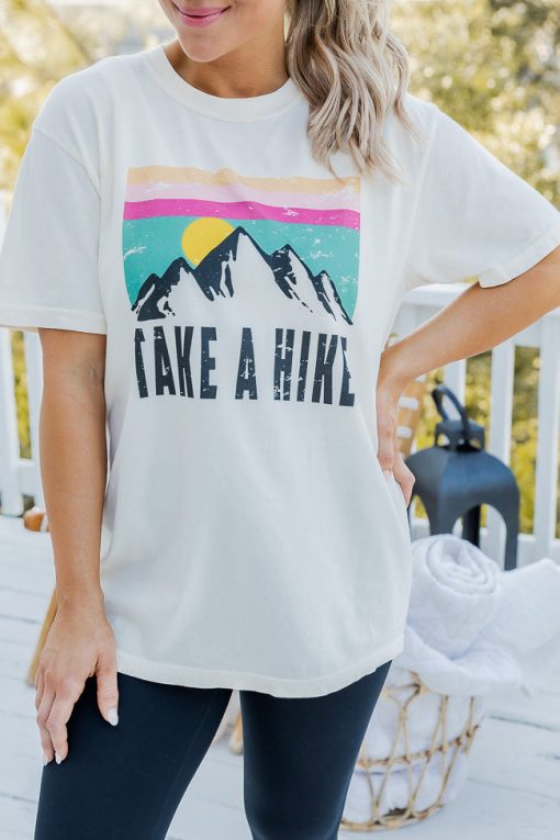 Discount ⭐ Pink Lily Take A Hike Ivory Graphic Tee ✨ -Tees Shop