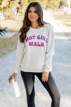 Cheap 🔥 Pink Lily Hot Girl Walk Heather Sand Graphic Sweatshirt 💯 -Tees Shop V172978 hotgirlwalkgraphic 186496 loren 174406 chasingrealityblack 6 650x