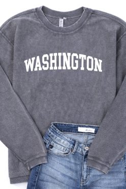 Cheap 👏 Pink Lily State Corded Graphic Charcoal Sweatshirt 🧨 -Tees Shop Washington Charcoal 650x