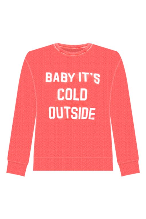 Best reviews of 💯 Pink Lily Baby It's Cold Outside Block Red Corded Graphic Sweatshirt ⭐ -Tees Shop baby its cold outside block red corded graphic