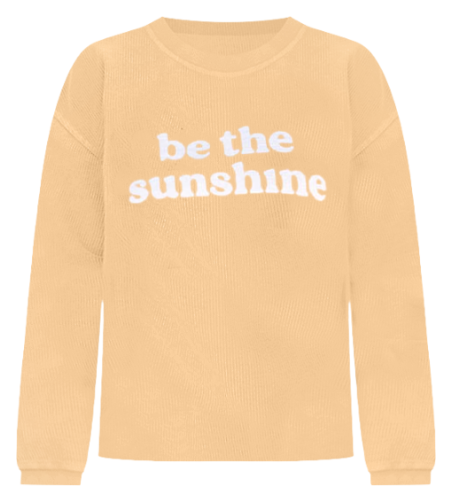 Discount 🎉 Pink Lily Be The Sunshine Gold Corded Graphic Sweatshirt ✨ -Tees Shop be the sunshine gold corded graphic