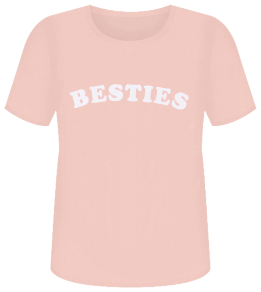 Hot Sale 🧨 Pink Lily Besties Graphic Peach Tee 🤩 -Tees Shop besties graphic tee