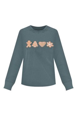 Hot Sale 👏 Pink Lily ❄ Christmas Cookies Dark Green Long Sleeve Graphic Tee 🎁 -Tees Shop christmas cookies dark green graphic sweatshirt 650x