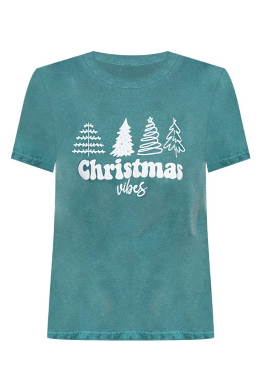 Hot Sale ⭐ Pink Lily 🎅 Christmas Vibes Dark Green Graphic Tee 🧨 -Tees Shop christmas vibes dark green graphic