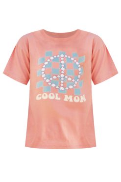 Promo 🧨 Pink Lily Cool Mom Daisy Graphic Terracotta Tee 😉 -Tees Shop cool mom daisy graphic terracotta tee 650x