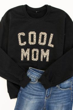 Top 10 ❤️ Pink Lily Cool Mom Animal Print Graphic Black Sweatshirt 😍 -Tees Shop coolmomblacksweatshirt 650x