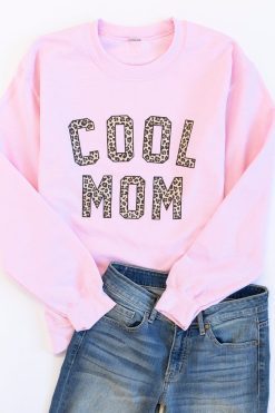 Best Sale 😀 Pink Lily Cool Mom Animal Print Graphic Pink Sweatshirt 😍 -Tees Shop coolmompinksweatshirt 650x