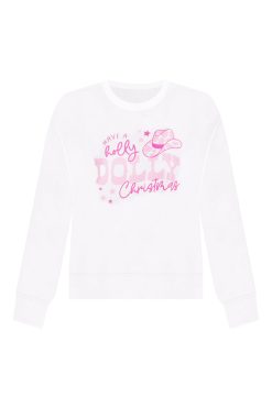 Flash Sale 💯 Pink Lily Have A Holly Dolly 🎅 Christmas White Graphic Sweatshirt ✨ -Tees Shop have a holly dolly christmas white graphic sweatshirt 650x