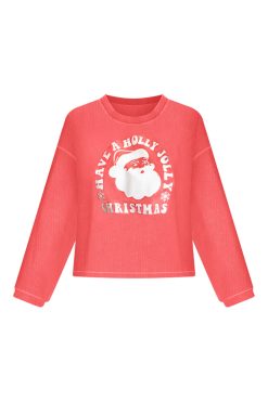 Discount 🧨 Pink Lily Have A Holly Jolly 🎁 Christmas Red Corded Graphic Sweatshirt 🎁 -Tees Shop have a holly jolly christmas red corded graphic sweatshirt 650x