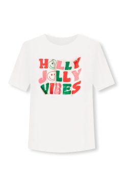 New 🎁 Pink Lily Holly Jolly Vibes Ivory Graphic Tee 😍 -Tees Shop holly jolly vibes ivory graphic tee 650x