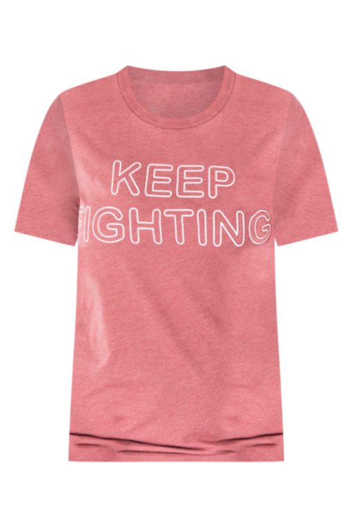 Best reviews of 👏 Pink Lily Keep Fighting Mauve Graphic Tee 🧨 -Tees Shop keep fighting mauve graphic