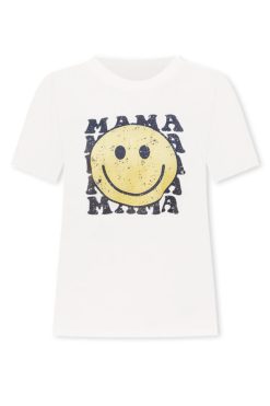 Outlet 😉 Pink Lily Mama Smiley Repeat Ivory Graphic Tee 🧨 -Tees Shop mama smiley repeat ivory graphic tee 650x