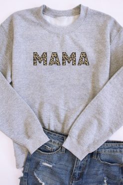 Outlet 💯 Pink Lily Mama Animal Print Grey Sweatshirt 👏 -Tees Shop mama grey sweatshirt 35138.1587066287.1280.1280 14398 650x