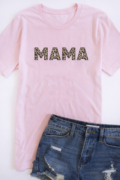 Budget ⭐ Pink Lily Mama Animal Print Tee Pink ✨ -Tees Shop