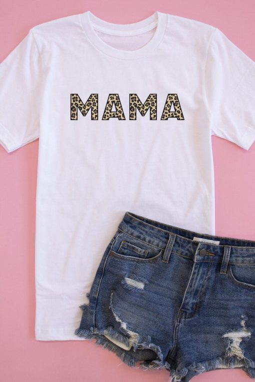 Cheap 🔥 Pink Lily Mama Animal Print Tee White 🥰 -Tees Shop