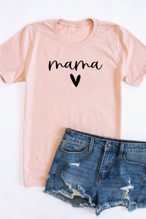 Promo ❤️ Pink Lily Mama Script Black With Heart Graphic Peach Tee ✔️ -Tees Shop mama with heart peach black ink 30235 8ceac9b1 0a61 4651 bfc2