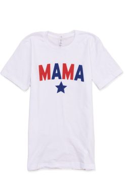 Discount 🌟 Pink Lily Mama Star White Graphic Tee 🥰 -Tees Shop mamaredwhiteandblue 650x