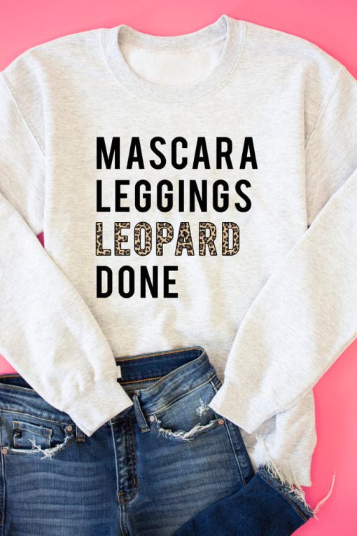 New 👏 Pink Lily Mascara Leggings Leopard Done Ash Graphic Sweatshirt 😉 -Tees Shop