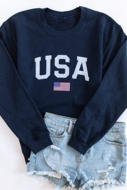 Hot Sale ✔️ Pink Lily Athletic USA Flag Navy Sweatshirt ✔️ -Tees Shop navy usa with flag sweatshirt 70461 650x