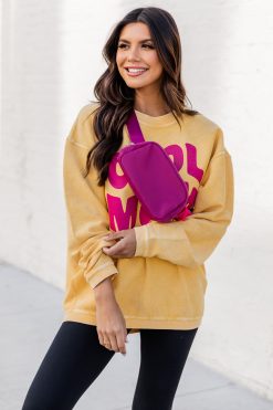 Coupon 🔔 Pink Lily Smiley Cool Mom Gold Corded Graphic Sweatshirt ⭐ -Tees Shop o172136 4 650x