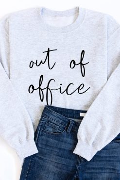 Best Pirce ❤️ Pink Lily Out Of Office Graphic Ash Sweatshirt 👍 -Tees Shop outofofficeash 650x