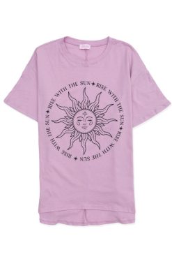 Wholesale 🌟 Pink Lily Rise With The Sun Lavender Oversized Graphic Tee 👏 -Tees Shop risewiththesunpurple 650x