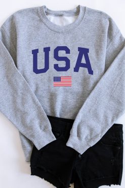 Best reviews of 💯 Pink Lily Athletic USA Flag Sport Grey Sweatshirt 😉 -Tees Shop sports grey USA with flag sweatshirt 46179 650x