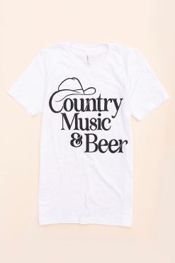 Buy ✔️ Pink Lily Country Music And Beer White Graphic Tee ❤️ -Tees Shop thumbnail 4W3A9360 650x