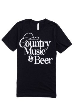 Outlet 🔥 Pink Lily Country Music And Beer Black Graphic Tee ✨ -Tees Shop thumbnail beerblack 650x