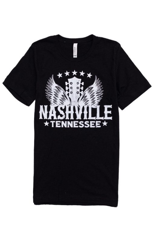 Wholesale 🔥 Pink Lily Nashville Wings Black Graphic Tee 🎁 -Tees Shop