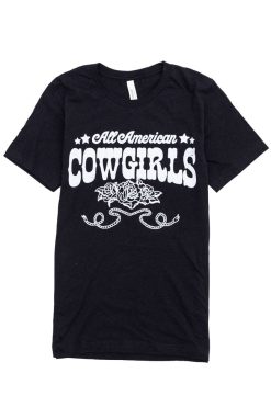 Best Pirce 🛒 Pink Lily All American Cowgirls Black Graphic Tee 👏 -Tees Shop thumbnail cowgirlblack 650x