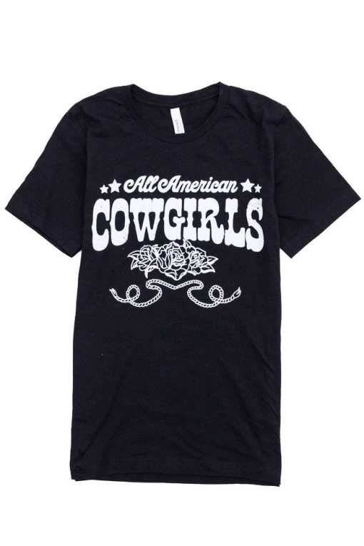 Best Pirce 🛒 Pink Lily All American Cowgirls Black Graphic Tee 👏 -Tees Shop