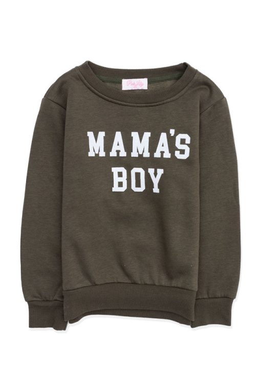 Coupon 🔔 Pink Lily Mama's Boy Kids Olive Graphic Sweatshirt 🥰 -Tees Shop